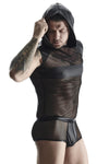 Transparentes Netz-Kapuzen-Shirt mit Wetlook-Optik | Regnes Fetish Planet