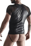 Transparentes Netz-T-Shirt mit glänzendem Wetlook-Akzent | Regnes Fetish Planet