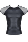 Transparentes Netz-T-Shirt mit glänzendem Wetlook-Akzent | Regnes Fetish Planet