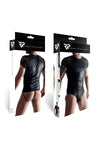 Transparentes Netz-T-Shirt mit glänzendem Wetlook-Akzent | Regnes Fetish Planet