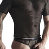 Transparentes Netz-T-Shirt mit mattem Wetlook-Saum | Regnes Fetish Planet