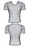 Transparentes Netz-T-Shirt mit mattem Wetlook-Saum | Regnes Fetish Planet