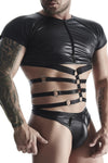 Transparentes Wetlook-Shirt mit Netzeinsätzen und Metalldetails | Regnes Fetish Planet