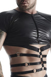 Transparentes Wetlook-Shirt mit Netzeinsätzen und Metalldetails | Regnes Fetish Planet