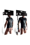 Shirt im matten Wetlook mit transparentem Schulterstoff | Regnes Fetish Planet