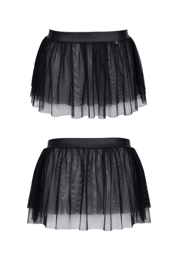 Transparenter Netzrock mit mattem Wetlook-Bund | Regnes Fetish Planet