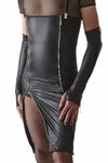 Wetlook-Kleid mit Reißverschlüssen und abnehmbaren Hosenträgern | Regnes Fetish Planet