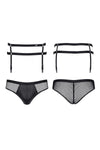 Strumpfhaltergürtel-Slip mit Netzstoff und Wetlook-Elementen | Regnes Fetish Planet