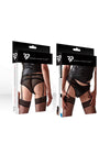 Strumpfhaltergürtel-Slip mit Netzstoff und Wetlook-Elementen | Regnes Fetish Planet