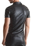 Herren Wetlook Hemd mit Stehkragen und Metallknöpfen | Regnes Fetish Planet