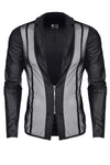 Extravagante Mesh-Jacke mit Wetlook-Elementen und vertikalen Linien | Regnes Fetish Planet