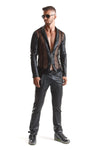 Extravagante Mesh-Jacke mit Wetlook-Elementen und vertikalen Linien | Regnes Fetish Planet