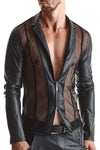 Extravagante Mesh-Jacke mit Wetlook-Elementen und vertikalen Linien | Regnes Fetish Planet