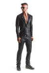 Slim-Fit Fliegerjacke aus Wetlook-Material mit Metallknöpfen | Regnes Fetish Planet