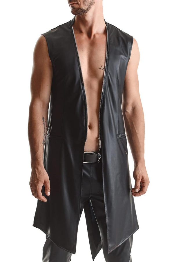 Herren Wetlook Frack Weste Slim-Fit mit Dreieckelementen | Regnes Fetish Planet