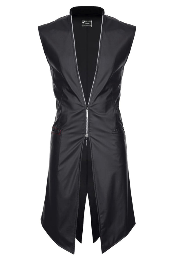 Herren Wetlook Frack Weste Slim-Fit mit Dreieckelementen | Regnes Fetish Planet