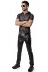 Schwarzes transparentes Herren-Shirt mit kapuze und praktischem reißverschluss | Regnes Fetish Planet