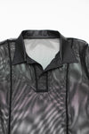 Transparentes Herren Mesh Poloshirt mit vertikalen Steppnähten | Regnes Fetish Planet