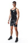 PVC Tank Top mit Regenbogen-Details | Regnes Fetish Planet