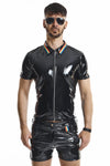 Herren Poloshirt mit Regenbogen-Kragen und Reißverschluss | Regnes Fetish Planet