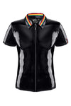 Herren Poloshirt mit Regenbogen-Kragen und Reißverschluss | Regnes Fetish Planet