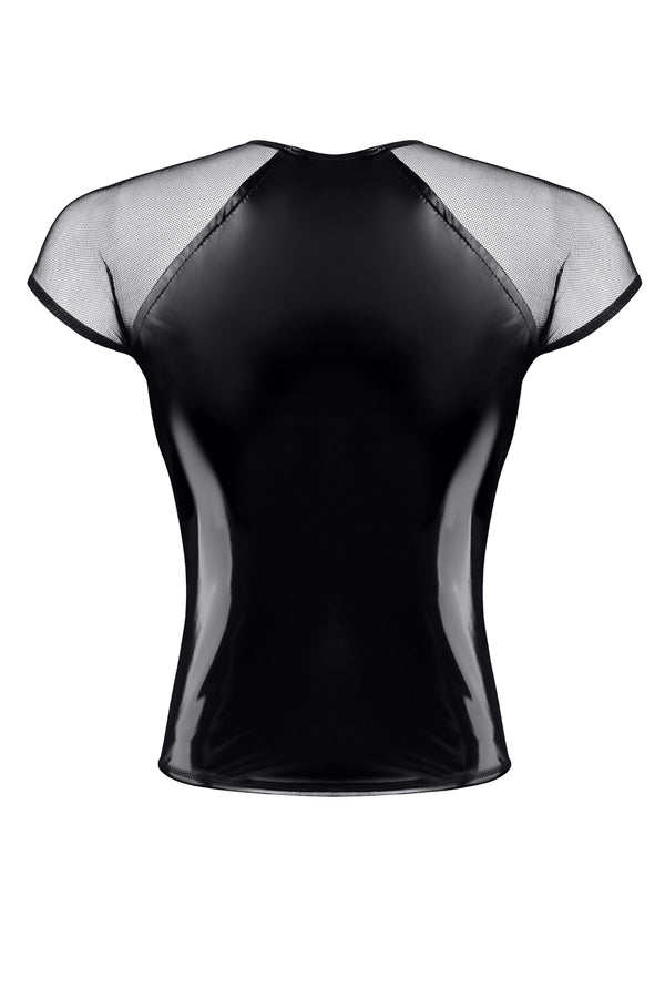 PVC Mesh T-Shirt mit Regenbogen-Patch für Herren | Regnes Fetish Planet