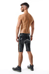 Herren Lack-Shorts mit Regenbogen-Akzent und Taschen | Regnes Fetish Planet