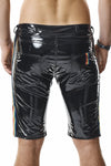 Herren Lack-Shorts mit Regenbogen-Akzent und Taschen | Regnes Fetish Planet