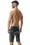 Herren Lack-Shorts mit Regenbogen-Akzent und Taschen | Regnes Fetish Planet