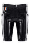 Herren Lack-Shorts mit Regenbogen-Akzent und Taschen | Regnes Fetish Planet