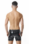 Herren Lack-Shorts mit Taschen und Metallring | Regnes Fetish Planet