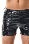 Herren Lack-Shorts mit Taschen und Metallring | Regnes Fetish Planet