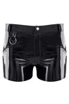 Herren Lack-Shorts mit Taschen und Metallring | Regnes Fetish Planet
