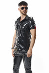 Herren Military PVC Hemd Slim Fit mit Druckknöpfen | Regnes Fetish Planet