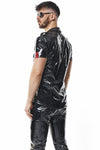 Herren Military PVC Hemd Slim Fit mit Druckknöpfen | Regnes Fetish Planet