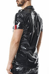 Herren Military PVC Hemd Slim Fit mit Druckknöpfen | Regnes Fetish Planet