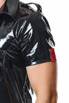 Herren Military PVC Hemd Slim Fit mit Druckknöpfen | Regnes Fetish Planet