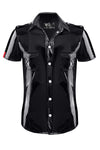 Herren Military PVC Hemd Slim Fit mit Druckknöpfen | Regnes Fetish Planet