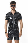 Herren Poloshirt aus glänzendem Lack-Optik Material | Regnes Fetish Planet