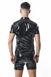 Herren Poloshirt aus glänzendem Lack-Optik Material | Regnes Fetish Planet