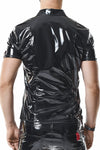 Herren Poloshirt aus glänzendem Lack-Optik Material | Regnes Fetish Planet