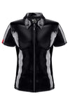 Herren Poloshirt aus glänzendem Lack-Optik Material | Regnes Fetish Planet