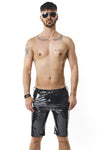 Herren PVC Shorts mit Metallring und Gürtelschlaufen | Regnes Fetish Planet