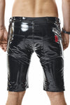 Herren PVC Shorts mit Metallring und Gürtelschlaufen | Regnes Fetish Planet
