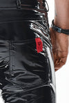 Herren PVC Shorts mit Metallring und Gürtelschlaufen | Regnes Fetish Planet