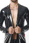 Herren Lack-Trenchcoat mit Taillenbetonung | Regnes Fetish Planet