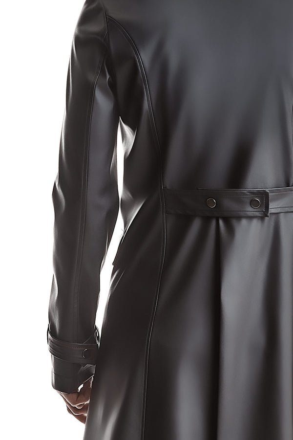 Herren Kunstleder Mantel mit Revers und Taillenbetonung | Regnes Fetish Planet