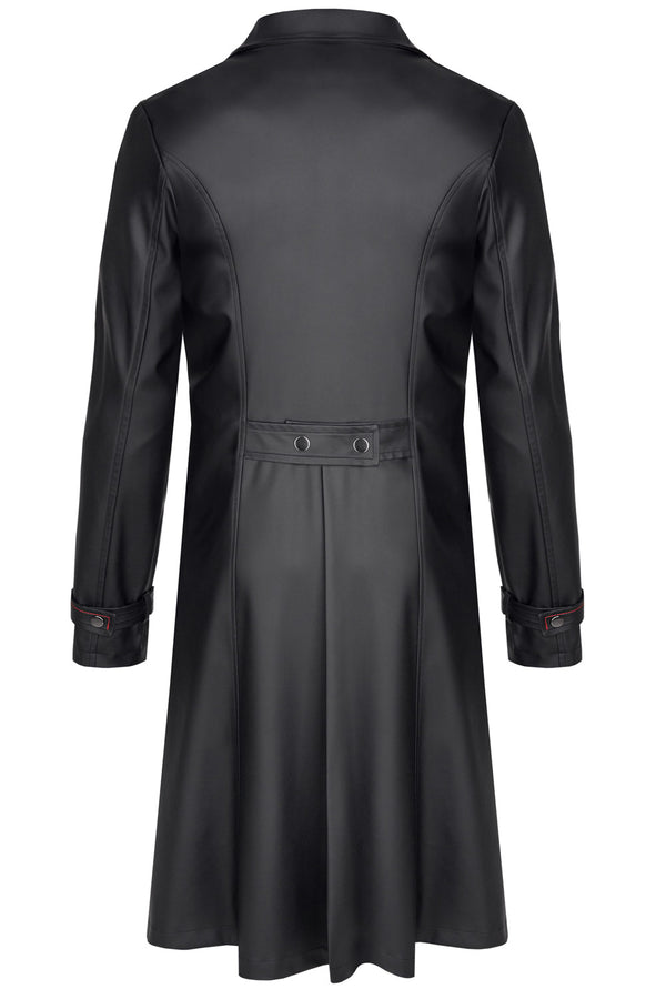 Herren Kunstleder Mantel mit Revers und Taillenbetonung | Regnes Fetish Planet