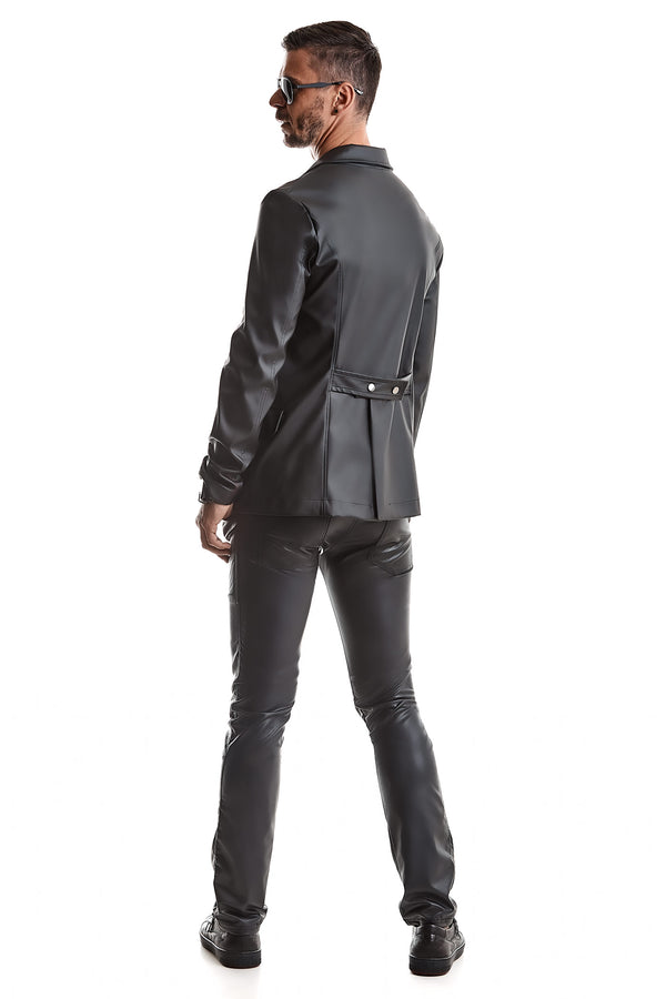 Herren Jacke in Lederoptik mit dekorativen Druckknöpfen | Regnes Fetish Planet