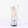 SKY-308RSI Plateau High Heel Sandaletten - Silber/Transparent Glitzer von Pleaser – Ansicht 3